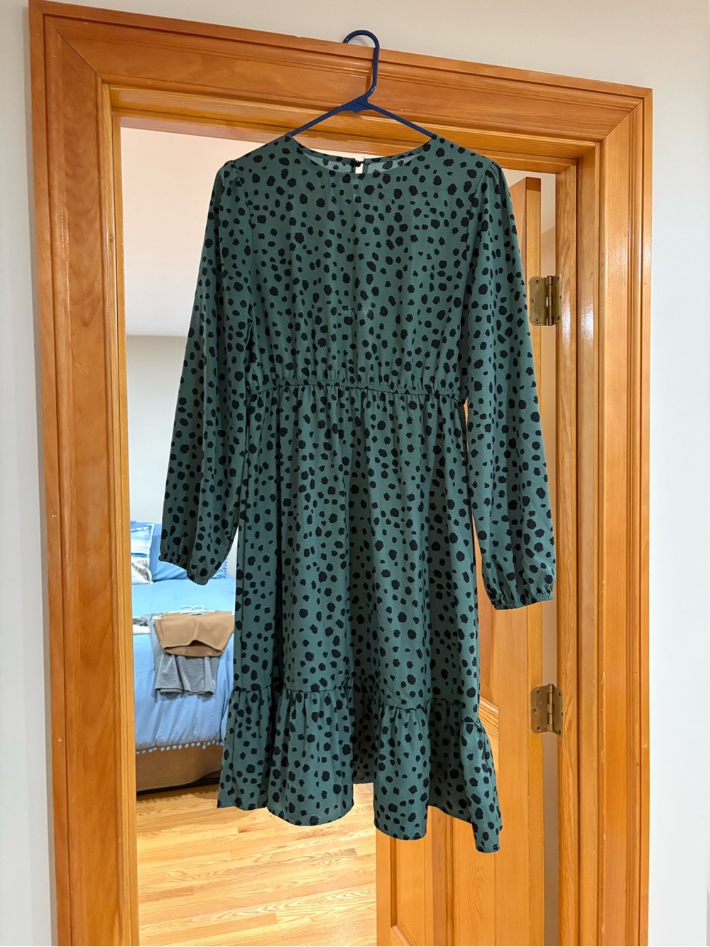 SHEIN Sage Green and Black Dalmatian Print Blouse